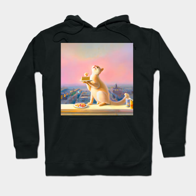 Cat Eating Cake Hoodie by druidwolfart